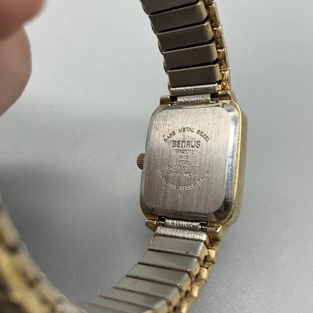 Benrus BN203L Womens Watch 20mm Champagne Gold Tone Stretch New Battery